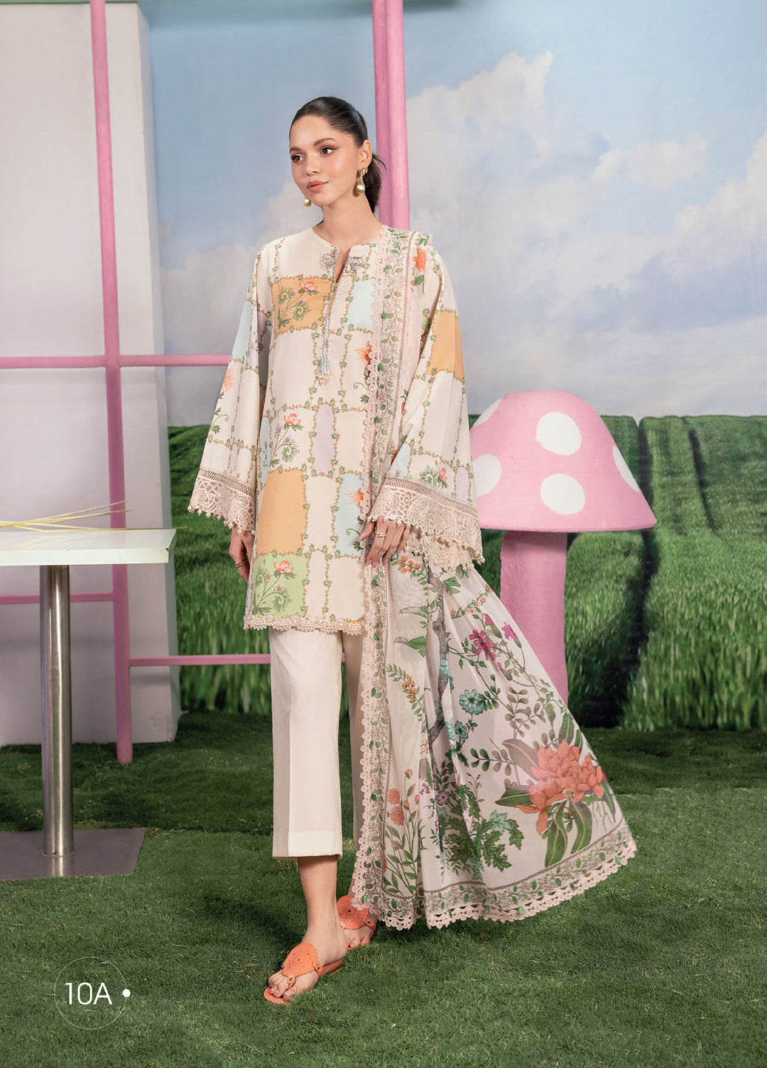 M Basics by Maria B Unstitched Embroidered Lawn 3 Piece Suit MB26UMB MB-CUSV13-10A - Summer Collection