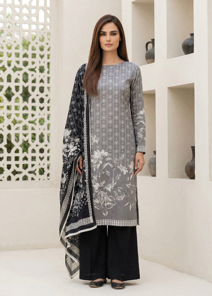 Black N White by Regalia Textiles Unstitched Printed Lawn 3 Piece Suit RG26ULBW D6 - Casual Collection