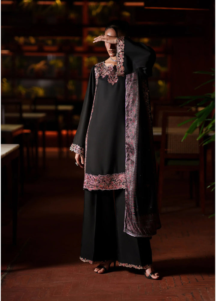 Eala by Casuallite RTW Embroidered Silk Viscose 3 Piece Suit CL26PSEA 05 OBSIDIAN GRACE - Festive Collection