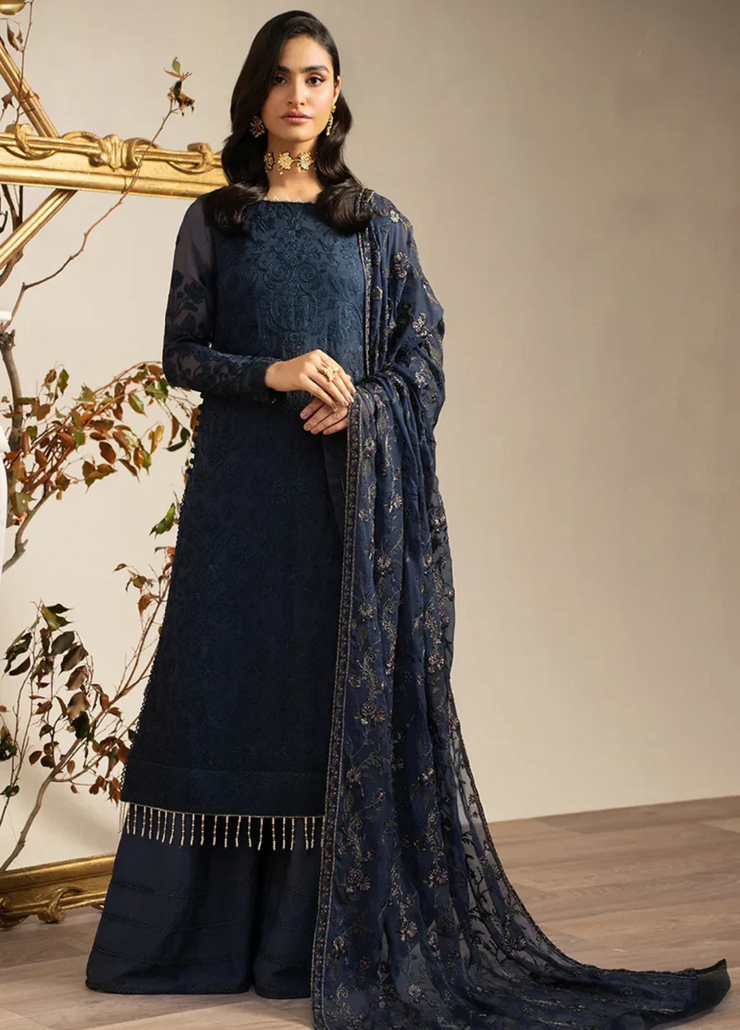 Zarif Women Unstitched Embroidered Chiffon 3 Piece Suit ZR26UFC ZRN 08 JESSY - Festive Collection