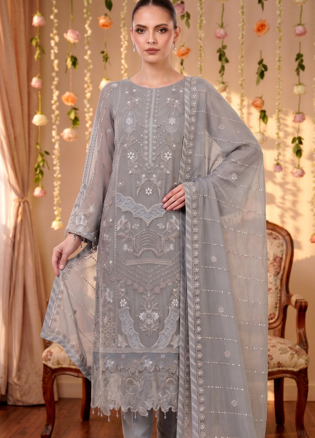 Anaya Noor by Zebtan Unstitched Embroidered Chiffon 3 Piece Suit ZB26UAC AN 05 - Festive Collection