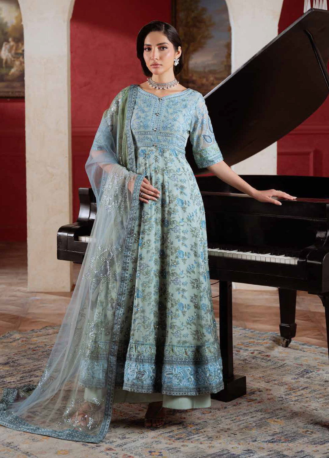 Amaya by Nureh Unstitched Embroidered Chiffon 4 Piece Suit NU26UCA AM-41 - Festive Collection