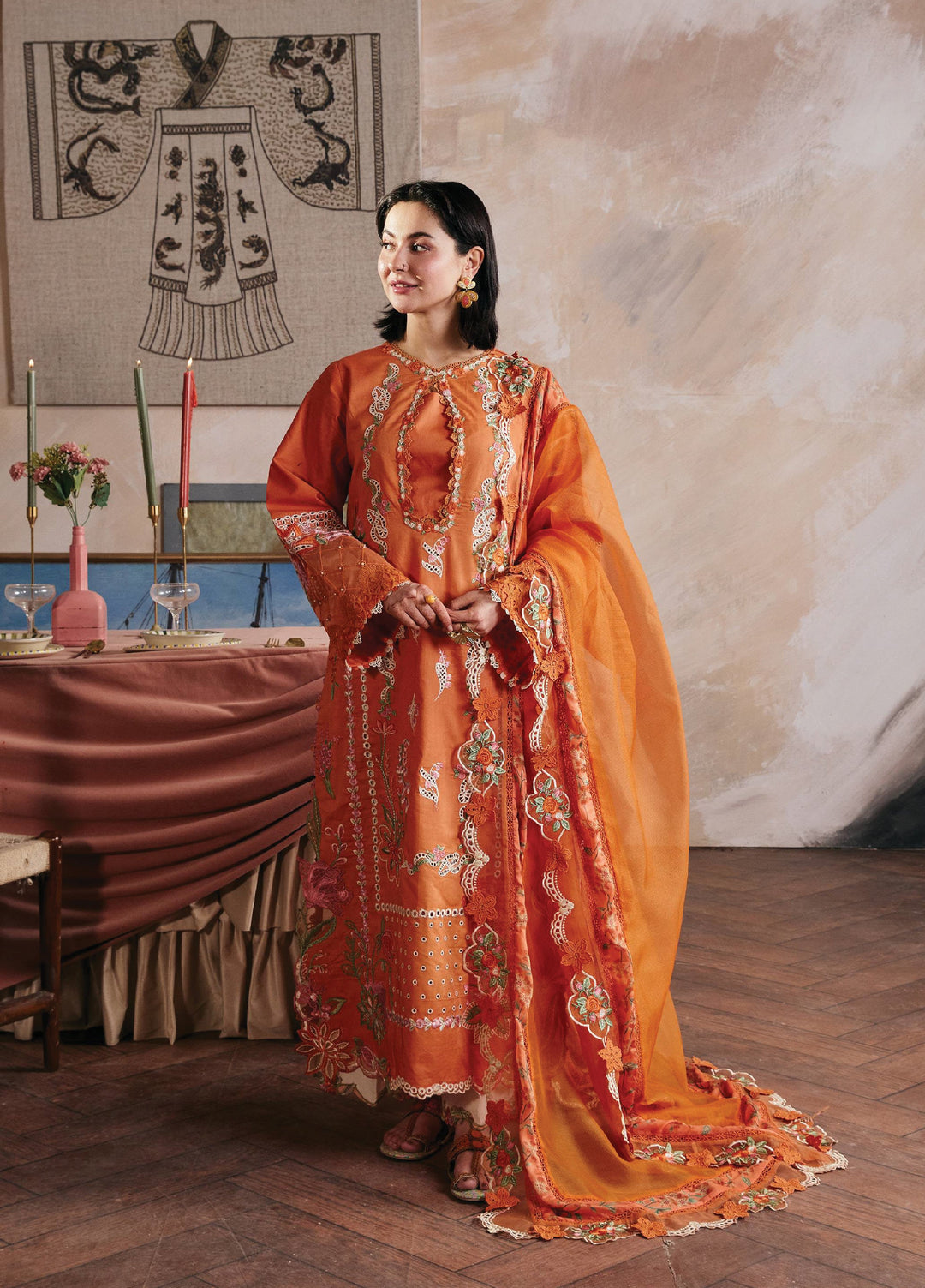 Maryam Hussain Unstitched Embroidered Lawn 3 Piece Suit MH26ULF Sharjeena - Festive Collection