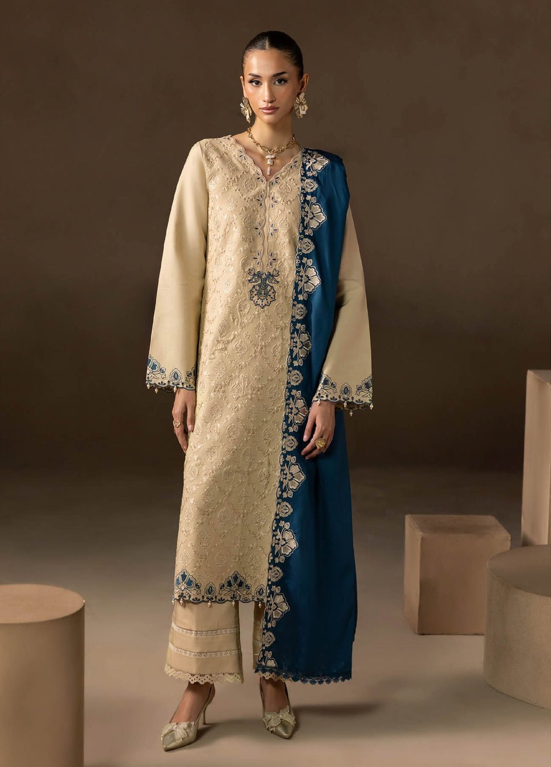 Sareen by Rajbari Unstitched Premium Viscose Chikankari 3 Piece RB25SC D-06 - Winter Collection