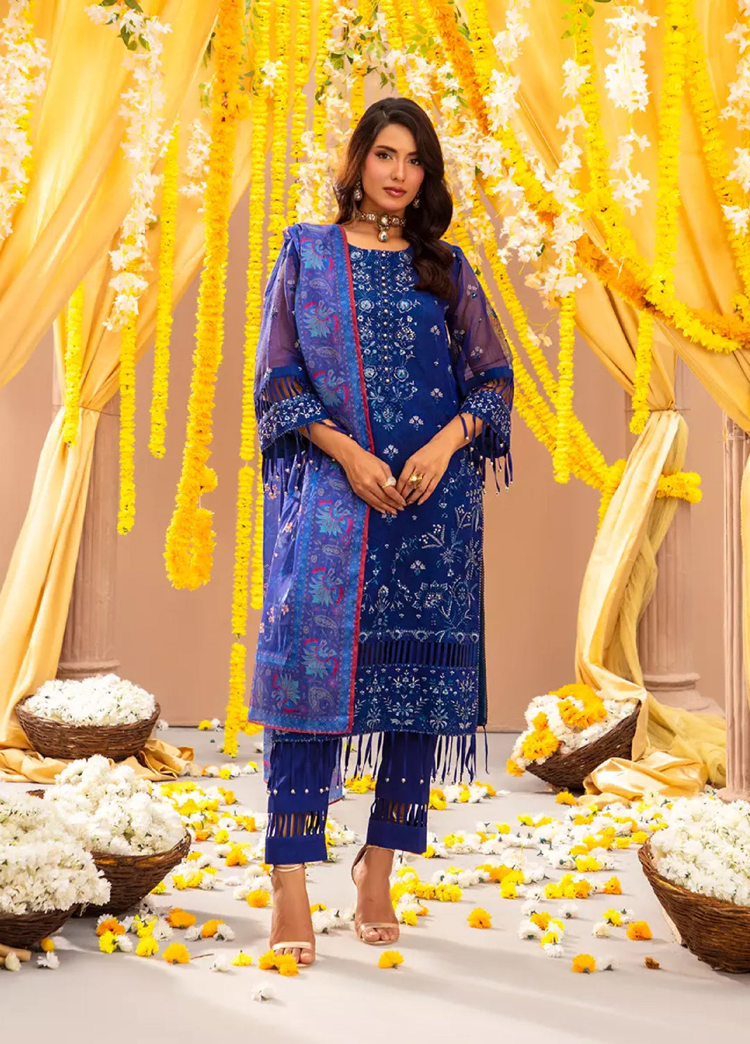 3Pc Unstitched Festive Embroidered Suit (No061)