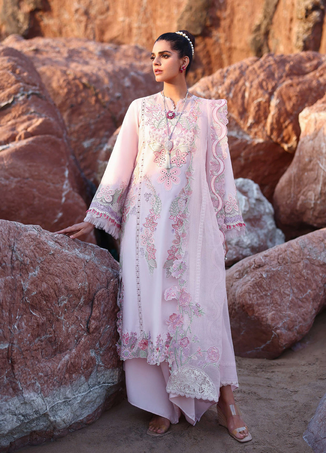 Saira Shakira Unstitched Embroidered Lawn 3 Piece Suit SSR26ULE SS-009B - Eid Collection
