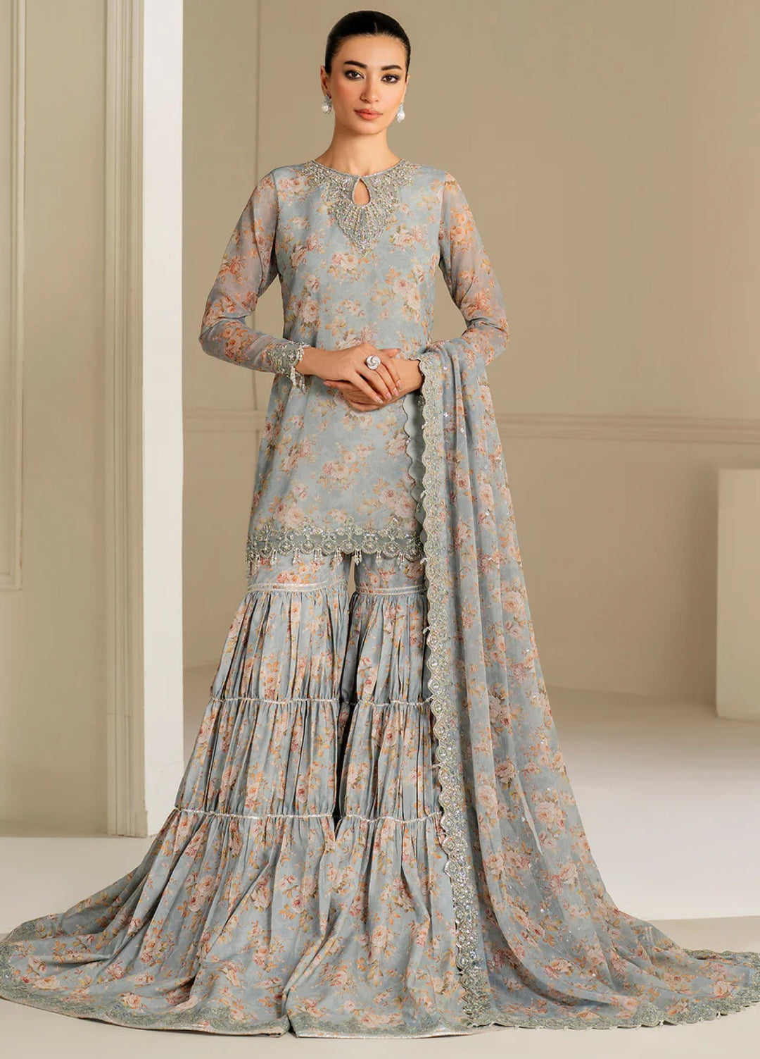 Chantelle by Baroque Unstitched Chiffon Embroidered Suits 3 Piece BQ25FC UF-4165 - Festive Collection