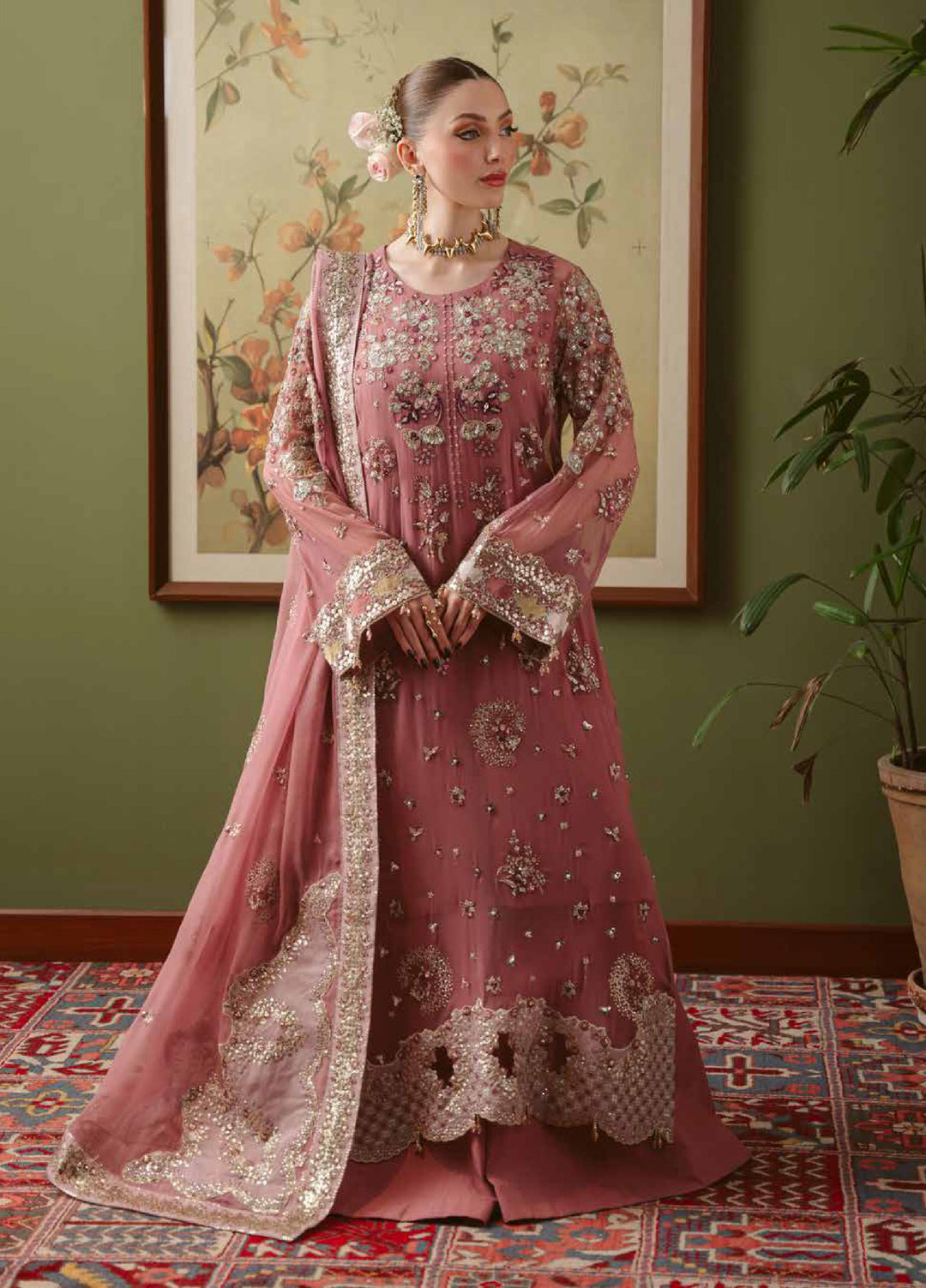 Elaya by Nureh Unstitched Embroidered Chiffon 4 Piece Suit NU26UEF NEL-91 - Festive Collection