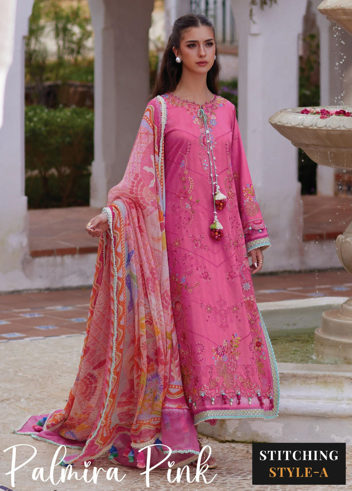 Farah Talib Aziz Unstitched Embroidered Lawn 3 Piece Suit FTA26UL FTA-05 PALMIRA PINK - Summer