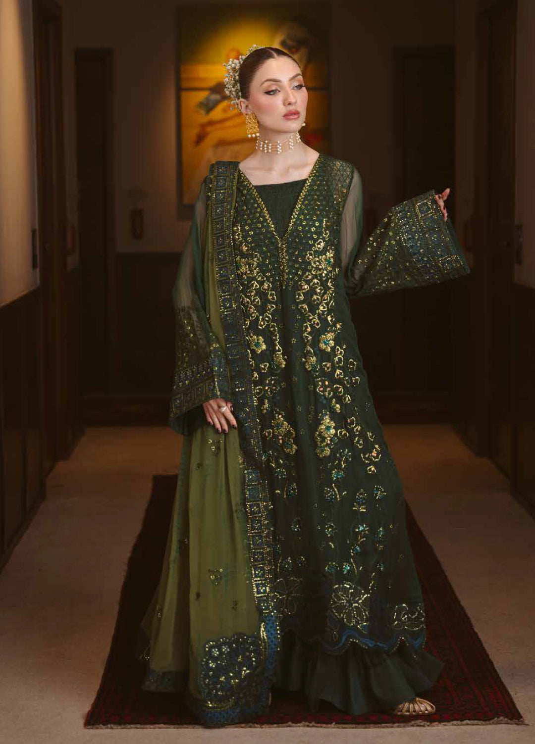 Elaya by Nureh Unstitched Embroidered Chiffon 4 Piece Suit NU26UEF NEL-93 - Festive Collection