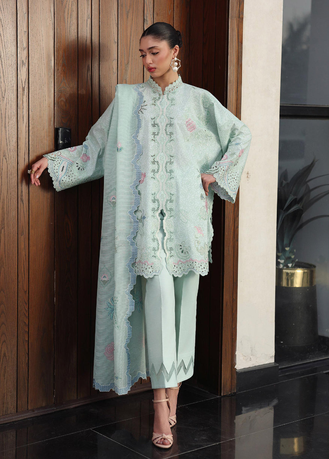 Q Line by Qalamkar Unstitched Embroidered Lawn 3 Piece Suit QLK26ULQ LEYA QKL-7 - Festive Collection