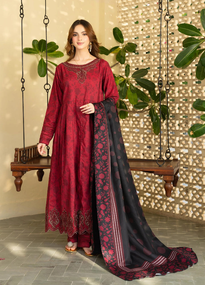 Mah e Noor Intermix by Panache 3 Piece Khaddar Merlot - Winter Collection