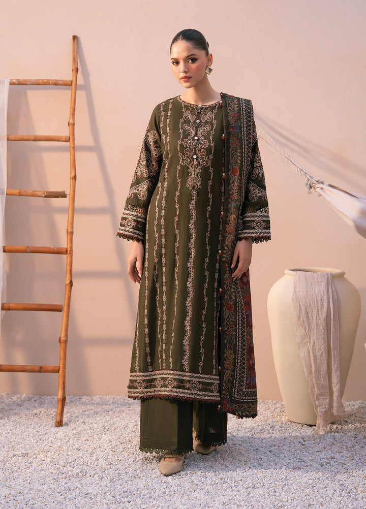 Xenia Unstitched Slub Khaddar Unstitched Embroidered Suits 3 Piece XE25SK D-06 Durrah - Winter Collection