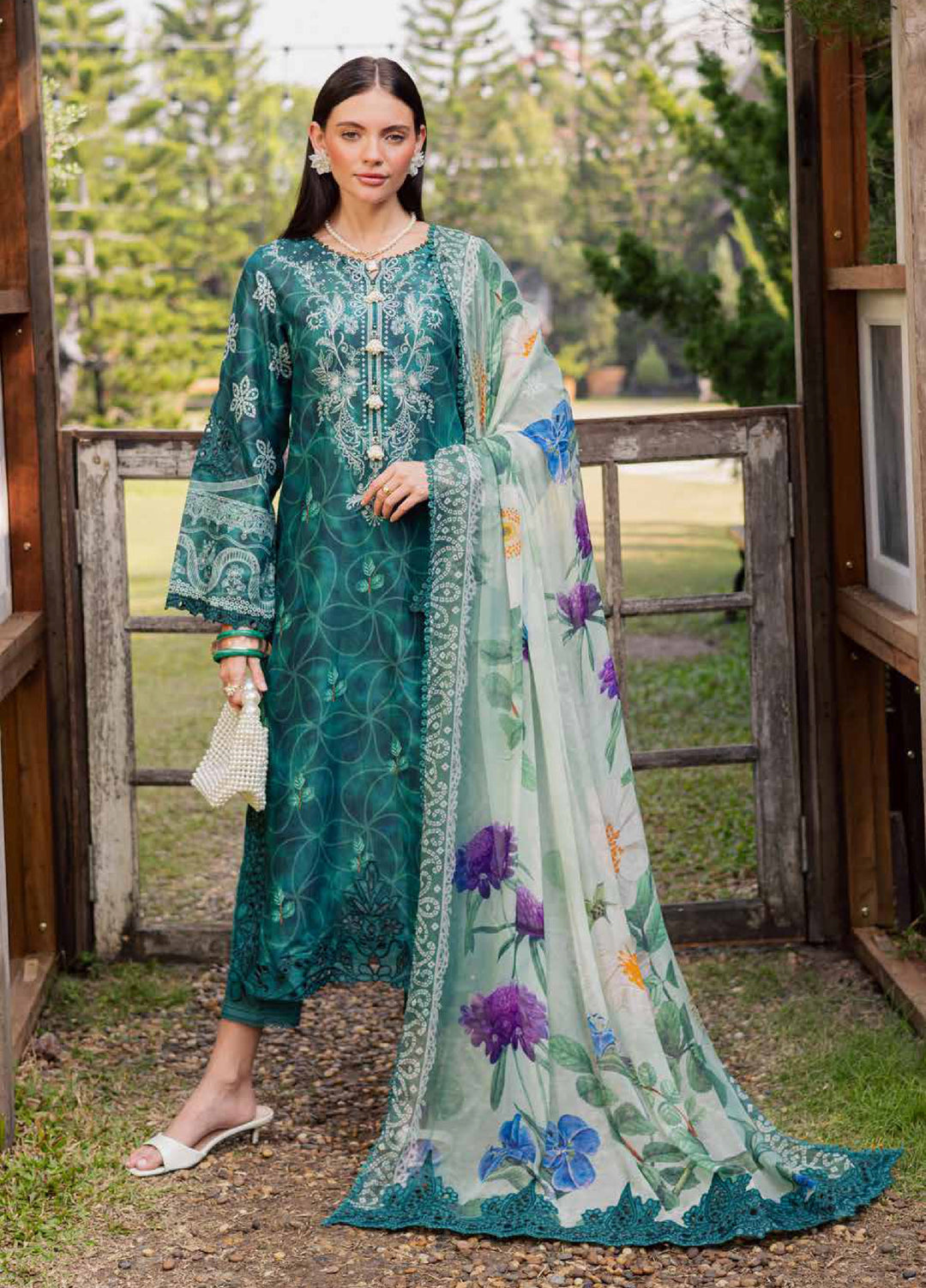 Gardenia by Nureh Unstitched Embroidered Lawn 3 Piece Suit NU26UGL NSG-210 - Summer Collection