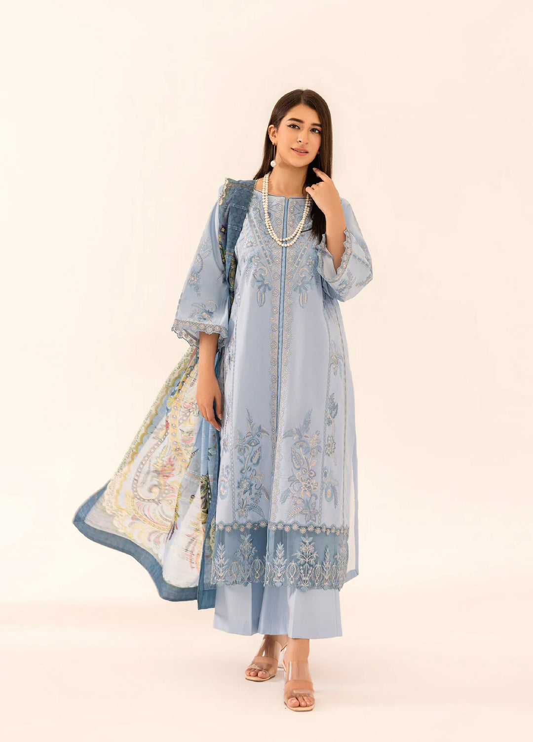 Gohor e Nayab by Ruby Suleiman Pret Lawn Suits 3 Piece Aqua Bloom - Festive Collection