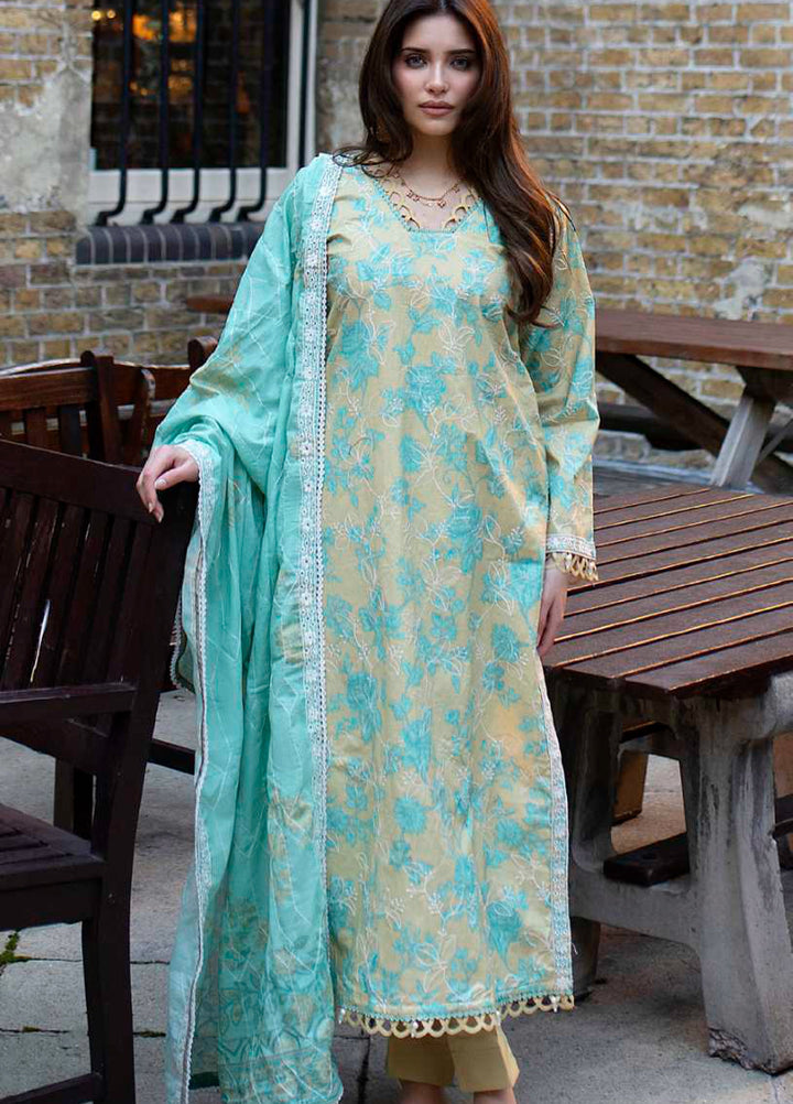 AL Zohaib Dhagakari Unstitched Embroidered Lawn 3 Piece Suit AZ26UD D-12 - Summer Collection