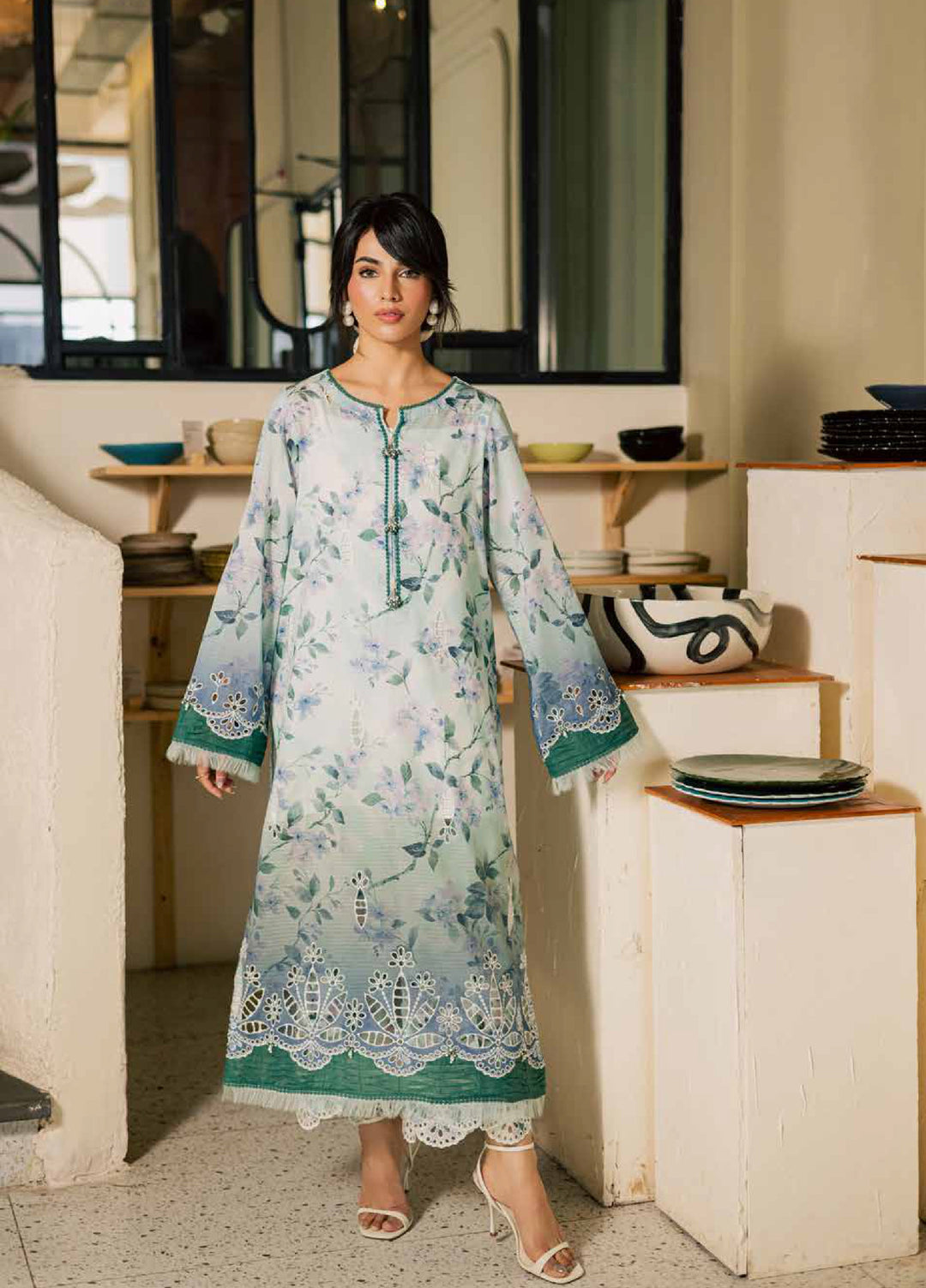 Ballerina by Nureh Unstitched Printed Chikankari Lawn 2 Piece Suit NU26UBL NU2-197 - Summer Collection