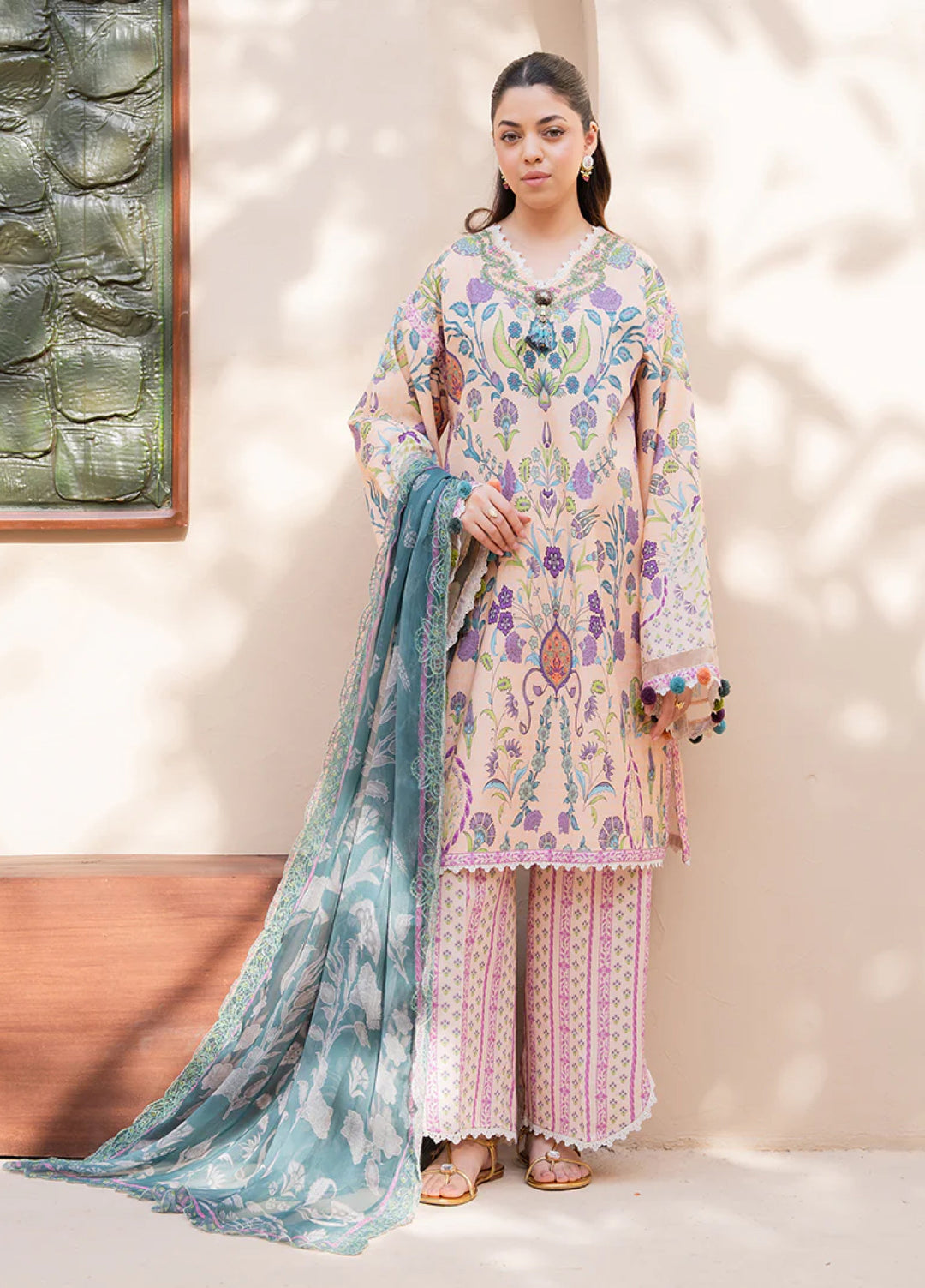 Summer in Bloom By Roheenaz Unstitched Printed Lawn 3 Piece Suit RN26USBL 31A Rosewood Bloom - Festive Collection