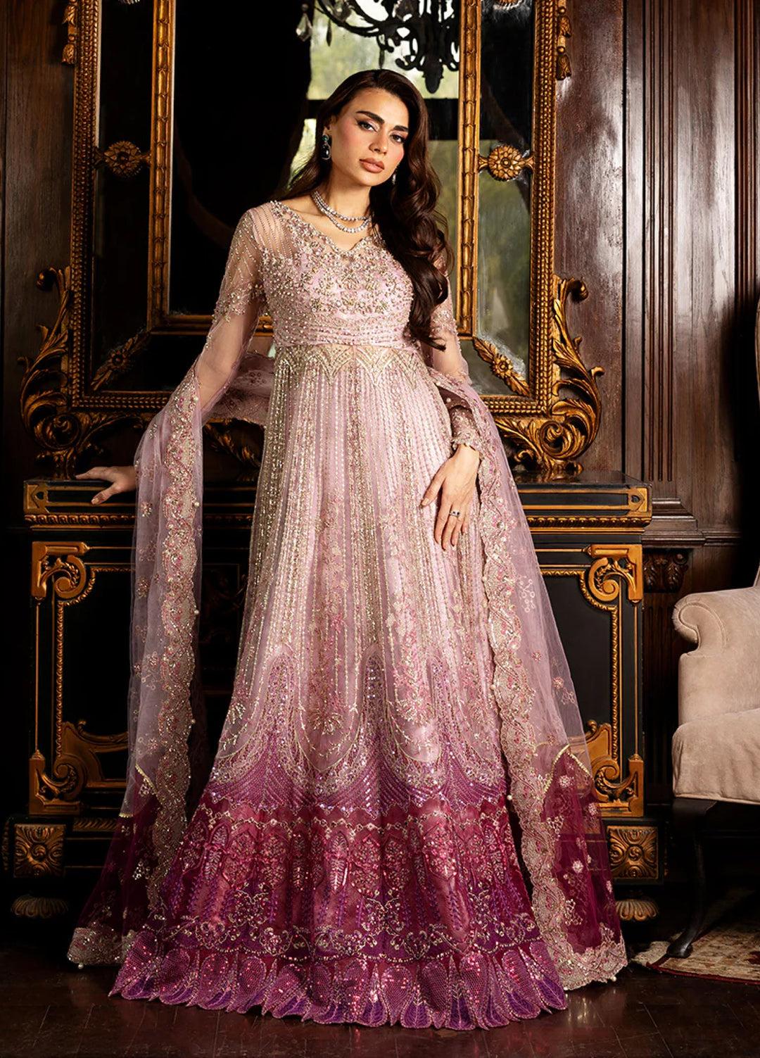 Darling by Mushq Unstitched Embroidered Net 4 Piece Suits MU25DW Geet - Wedding Collection