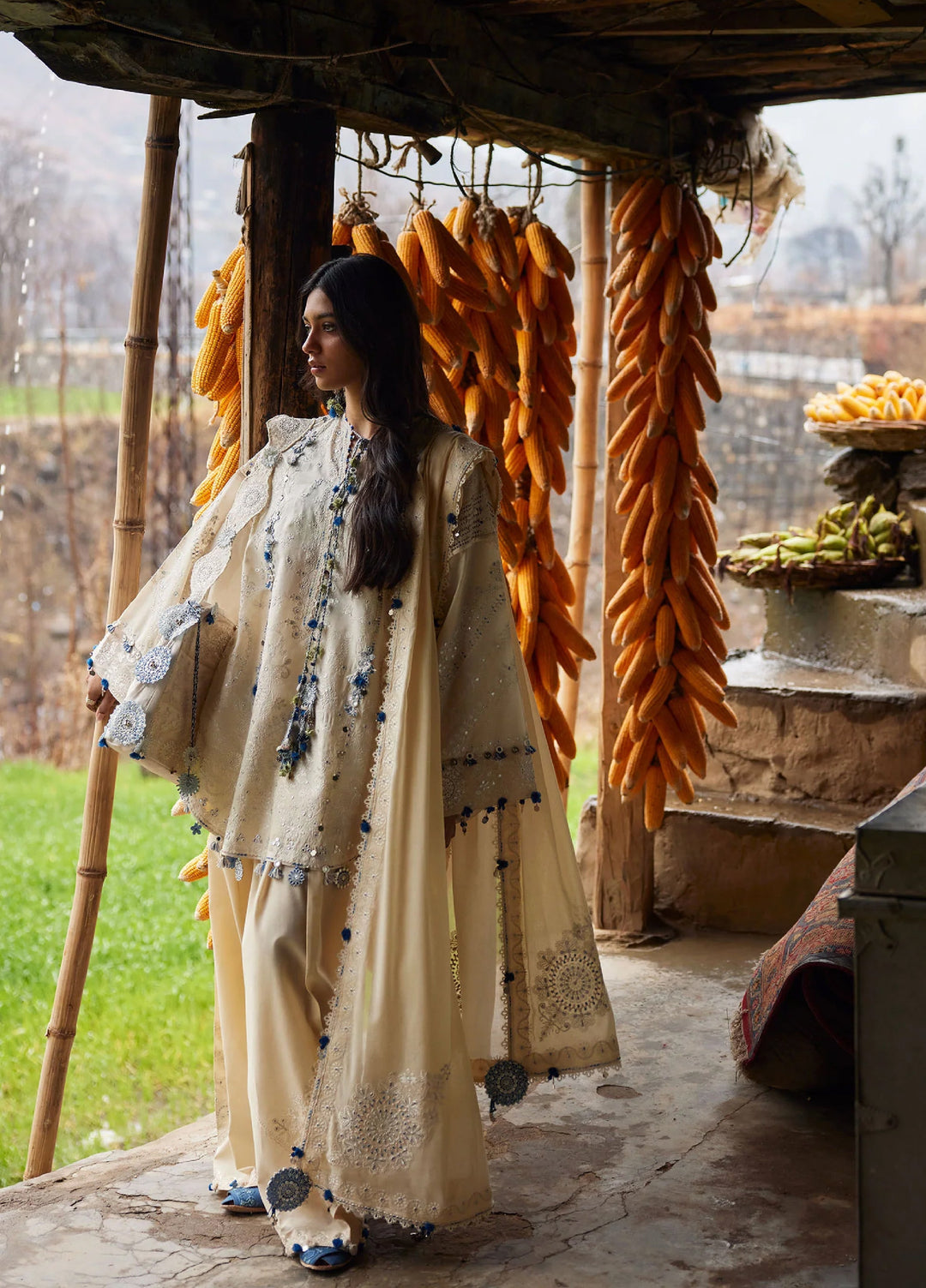 Meili by Zaha Unstitched Embroidered Lawn 3 Piece Suit ZK26UML ZL26-02B - Festive Collection