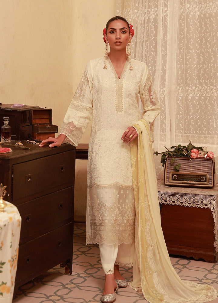 Sahar Unstitched Embroidered Raw Silk Sunlit Serai 3 Piece Suit SS1-26-FE-07 - Summer Collection