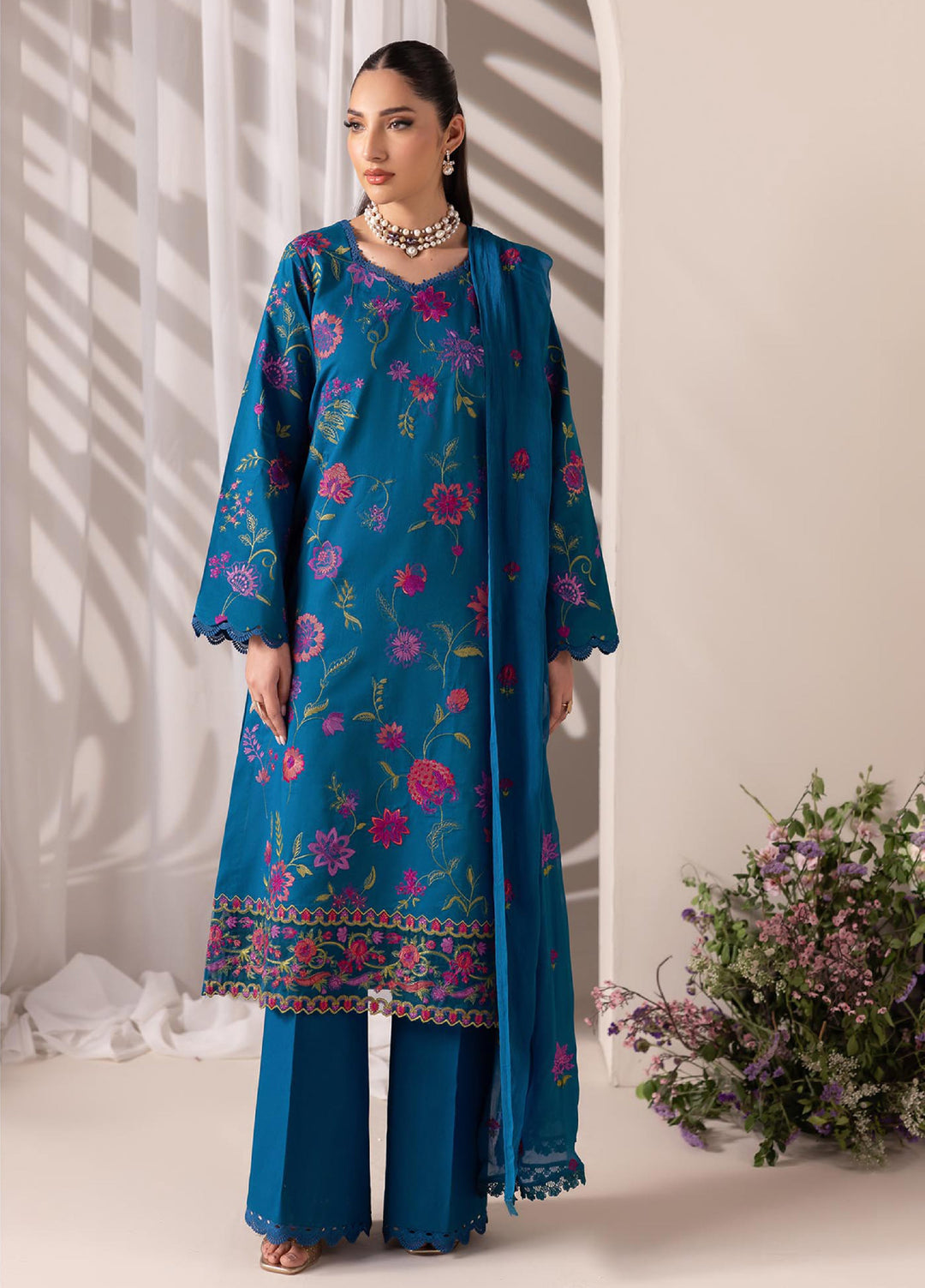 RajBari Exclusive Unstitched Embroidered Lawn 3 Piece Suit RB26UE D-11 - Summer Collection