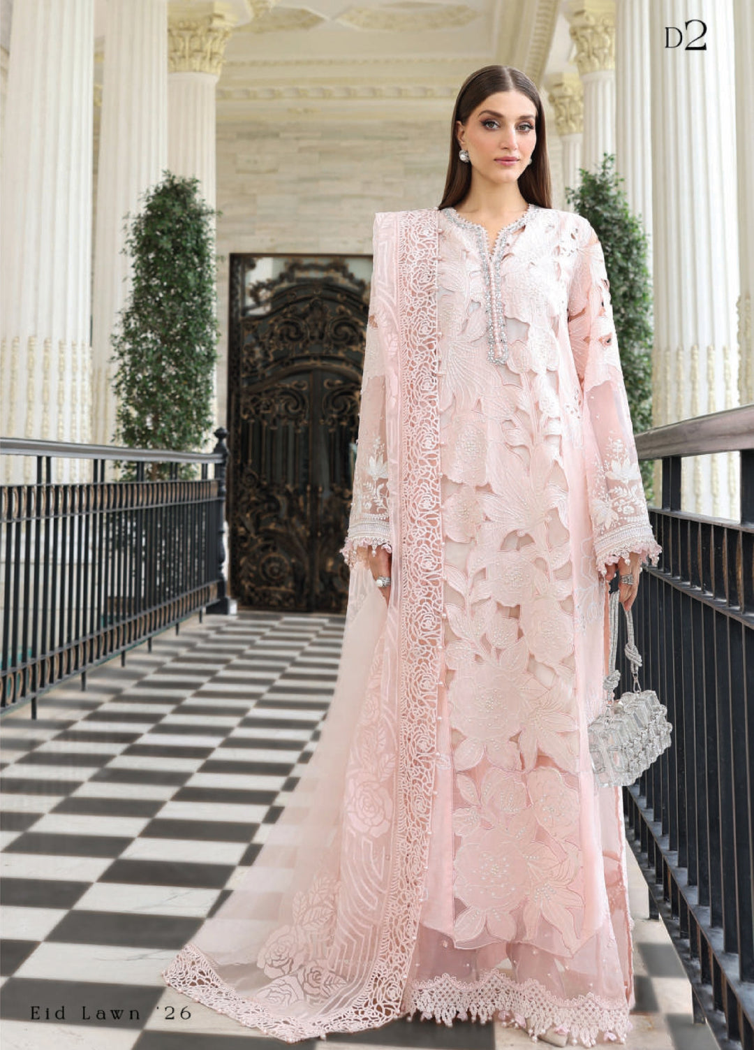 Maria B Unstitched Embroidered Lawn 3 Piece Suit MB26ULE D2 - Eid Collection