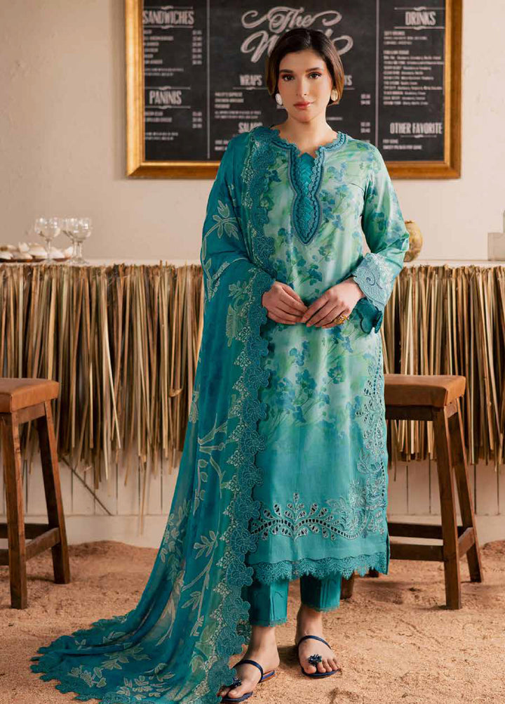 Gardenia by Nureh Unstitched Embroidered Lawn 3 Piece Suit NU26ULG NSG-221 - Summer Collection