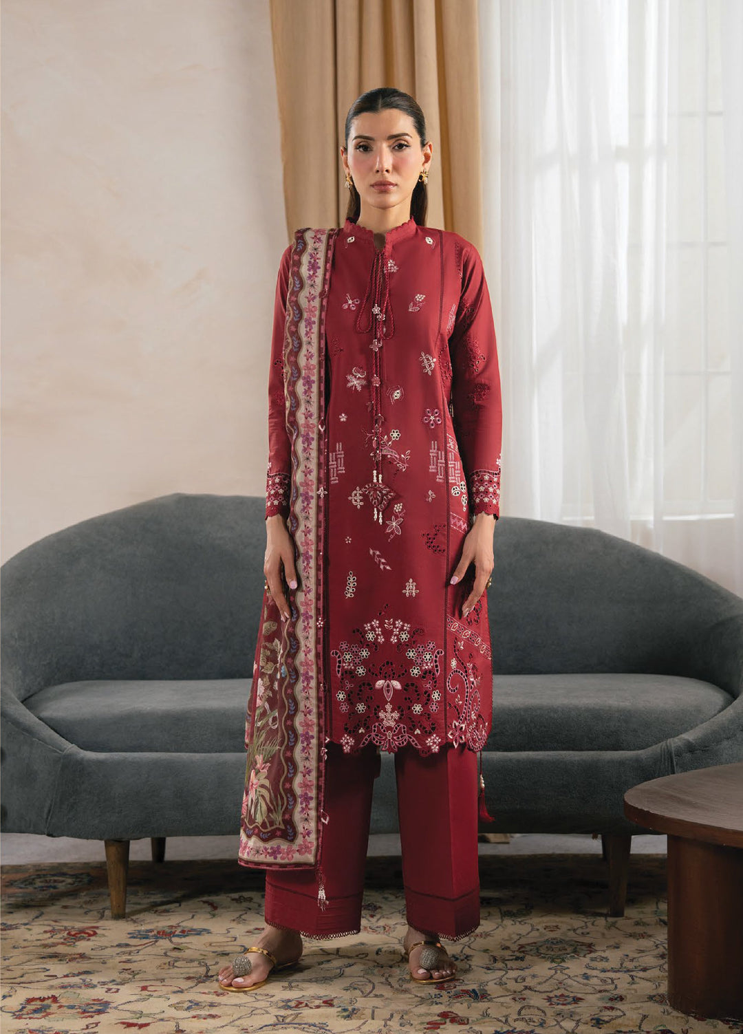 Seran Unstitched Embroidered Lawn 3 Piece Suit SN26ULLE Zeyrah D-09 - Eid Collection