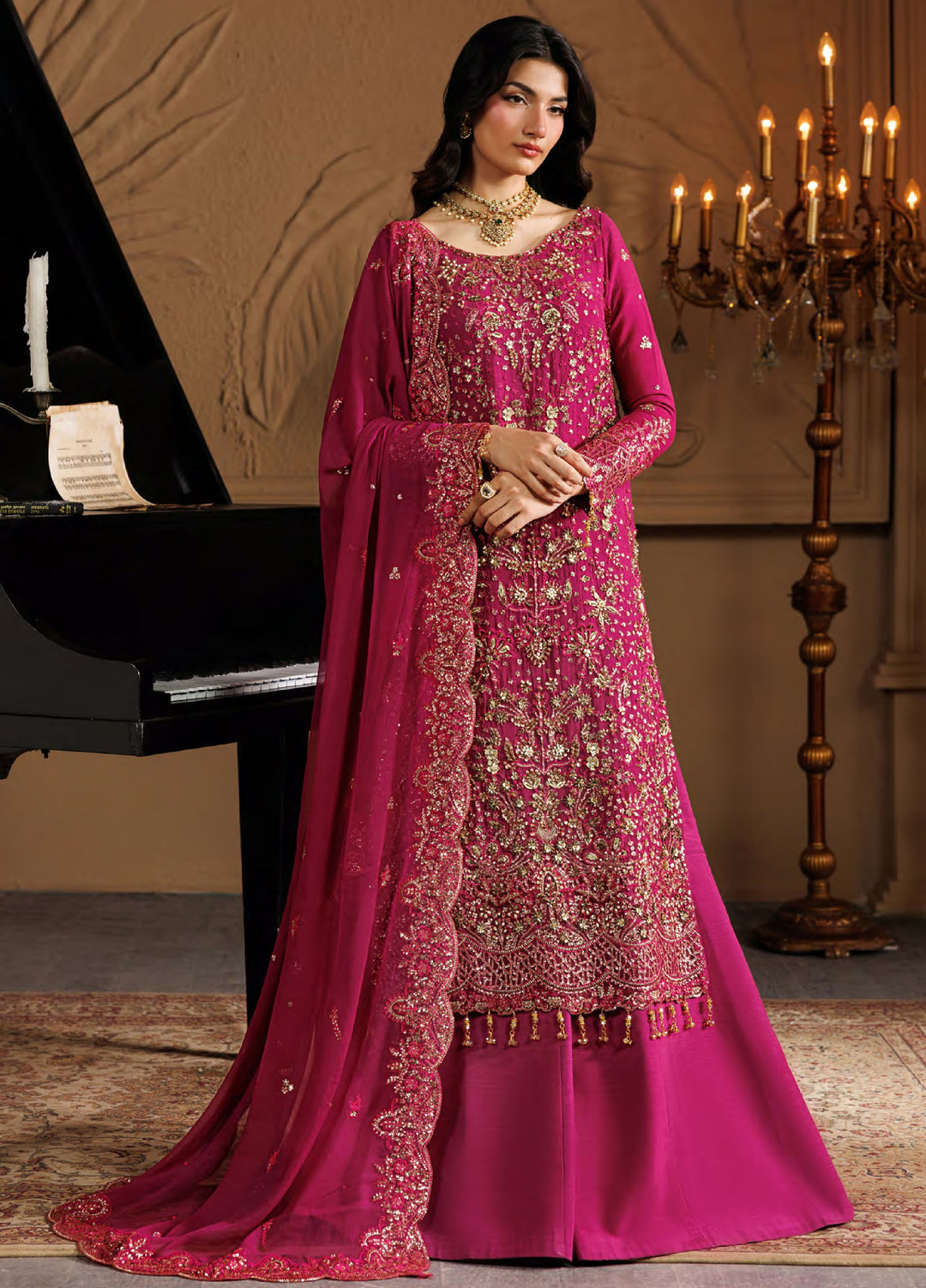 Celeste by Emaan Adeel Unstitched Embroidered Chiffon 3 Piece Suit EA26UCF Ember - Festive Collection