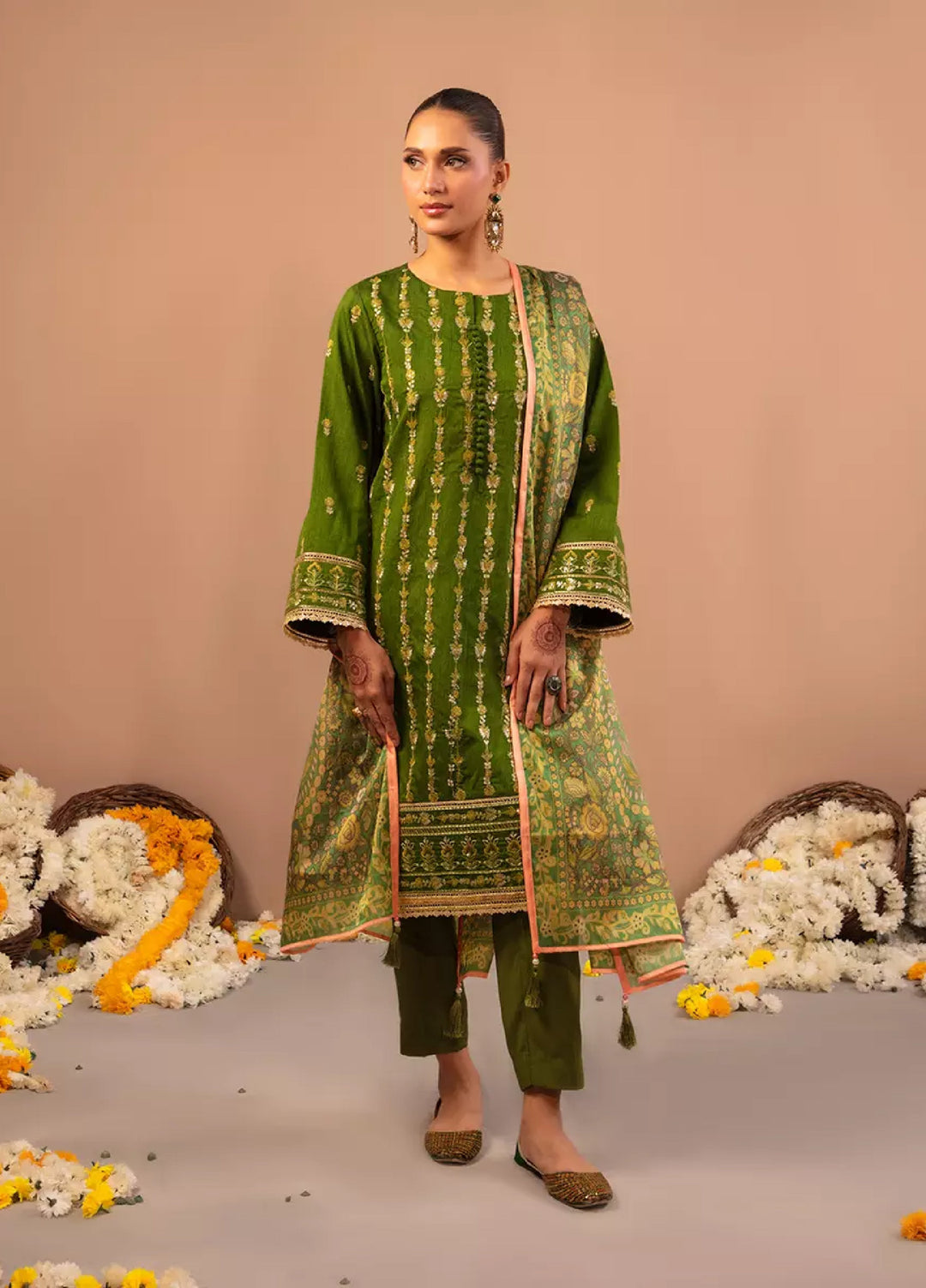 3Pc Unstitched Festive Embroidered Suit (No051)