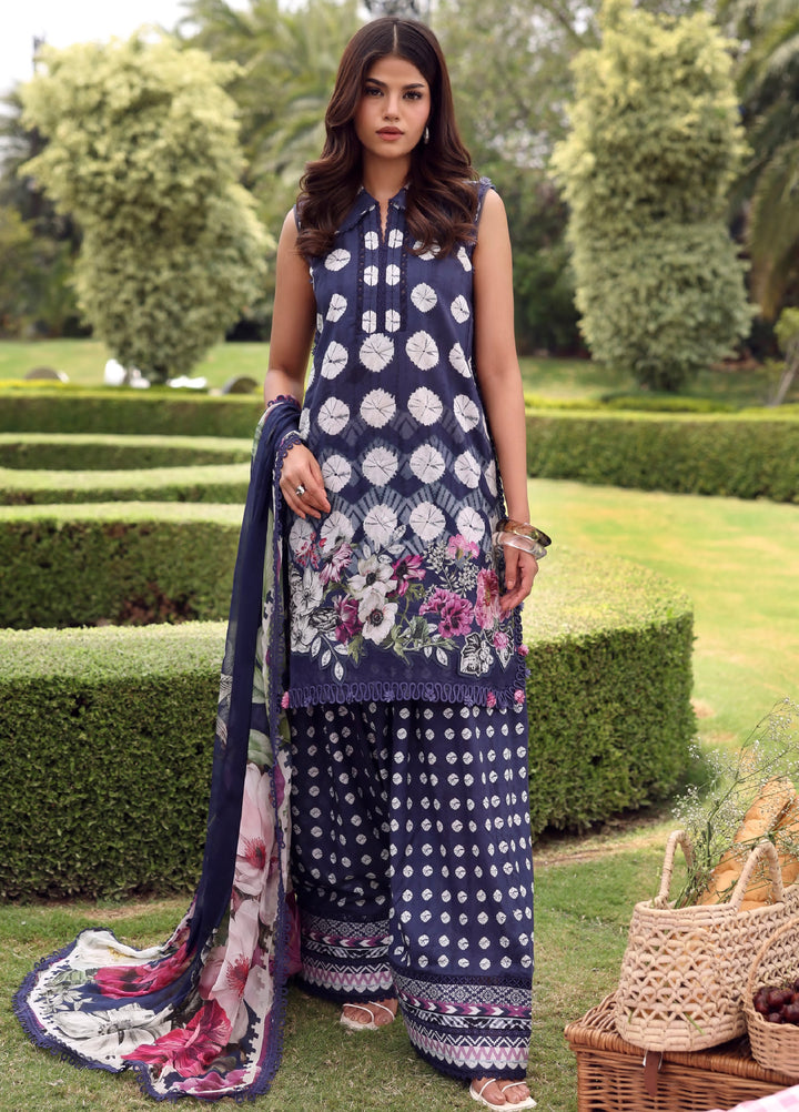 Belladore by Elaf Premium Unstitched Printed Lawn 3 Piece Suit EL26ULB Domino EPA-1A - Summer Collection
