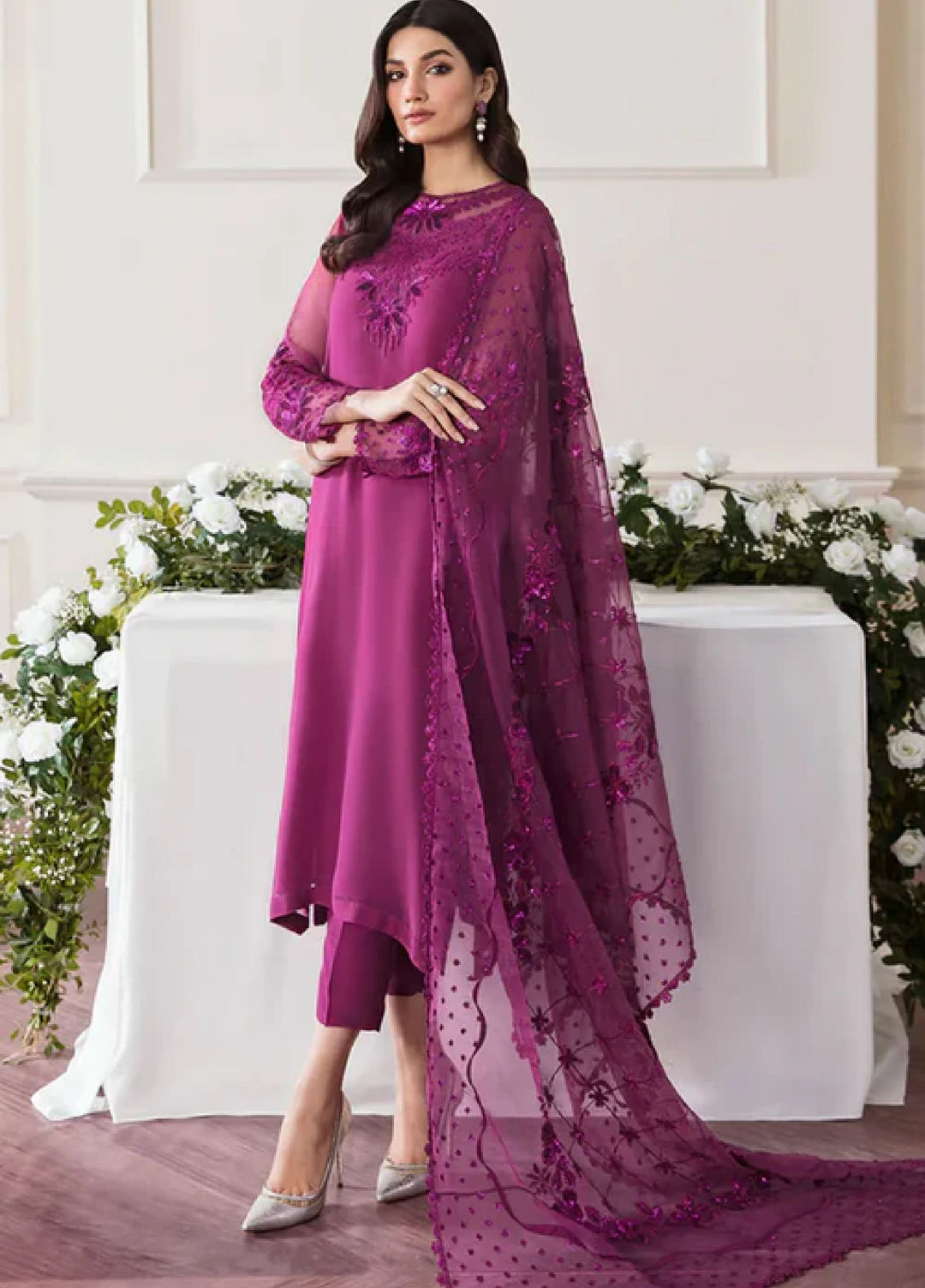 Chantelle by Baroque Unstitched Embroidered Chiffon 3 Piece Suit BQ26UCF UF-291 - Festive Collection