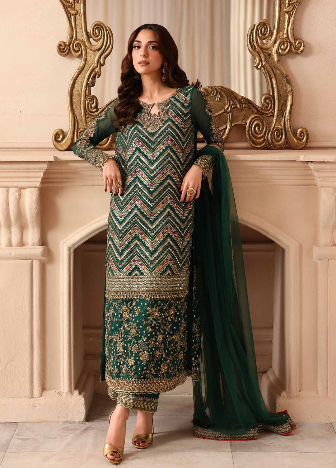 Dastan E Jashan by Charizma Unstitched Embroidered Chiffon 3 Piece Suit CHR26UDJ DJW6-07 - Wedding Collection