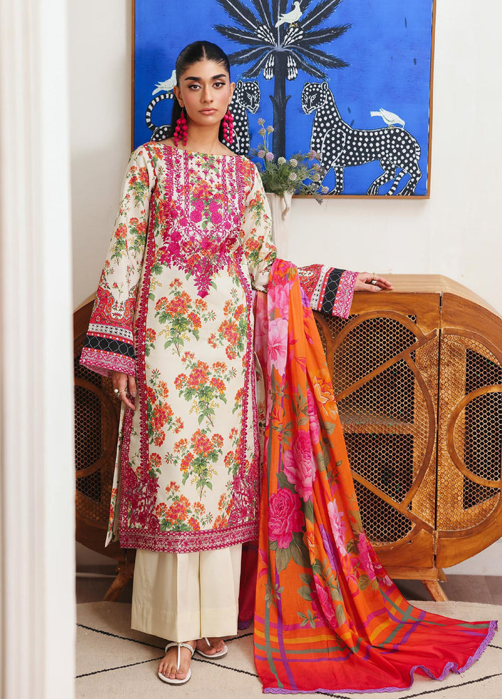 Nissa Floral Symphony by Rajbari Unstitched Lawn Embroidered 3 Piece Suit RB26UNF D-05 - Summer Collection
