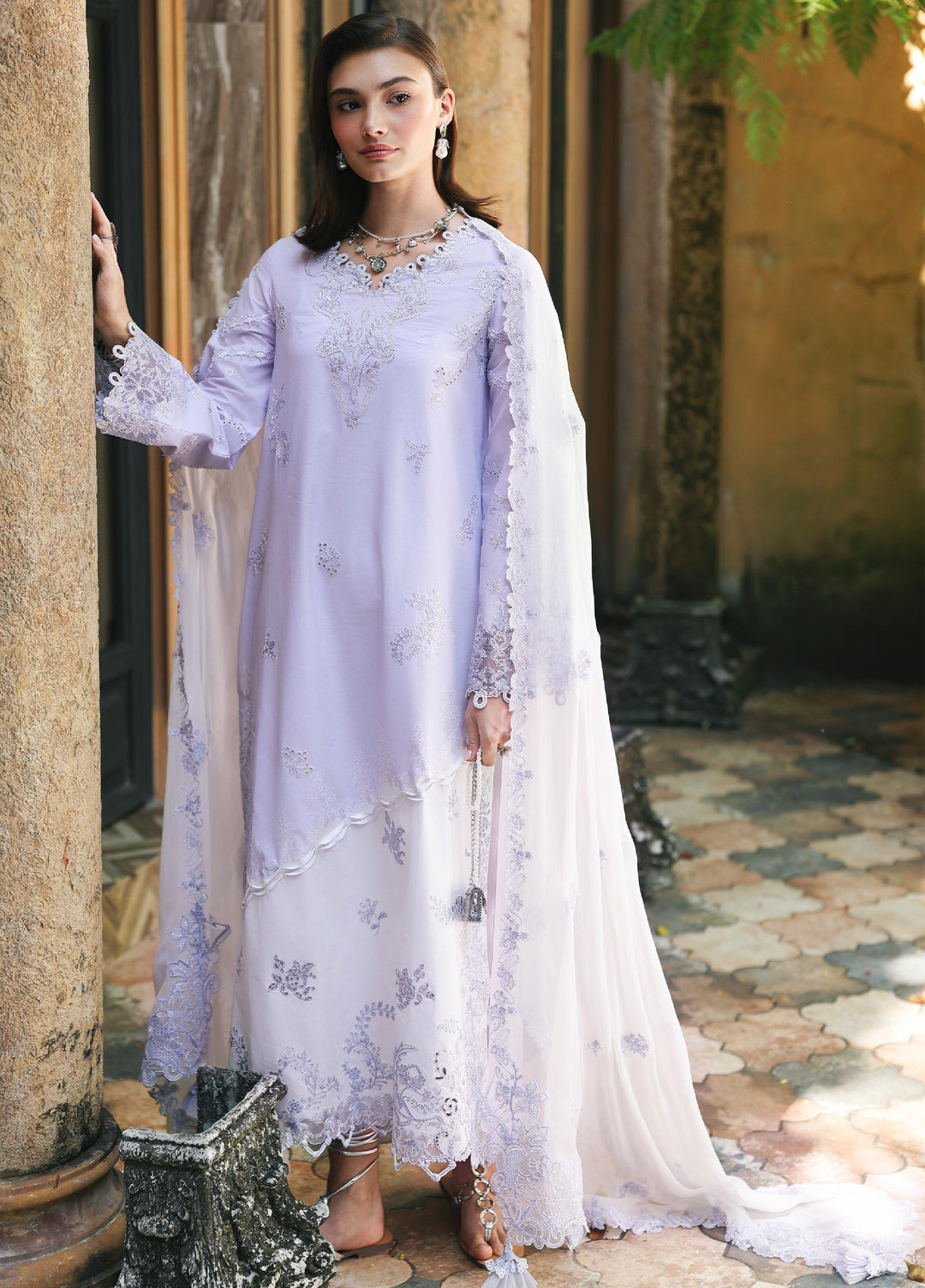 Q Line by Qalamkar Unstitched Chikankari Embroidered Lawn 3 Piece Suit QLK26UQL RP-14 ALEEN - Summer Collection