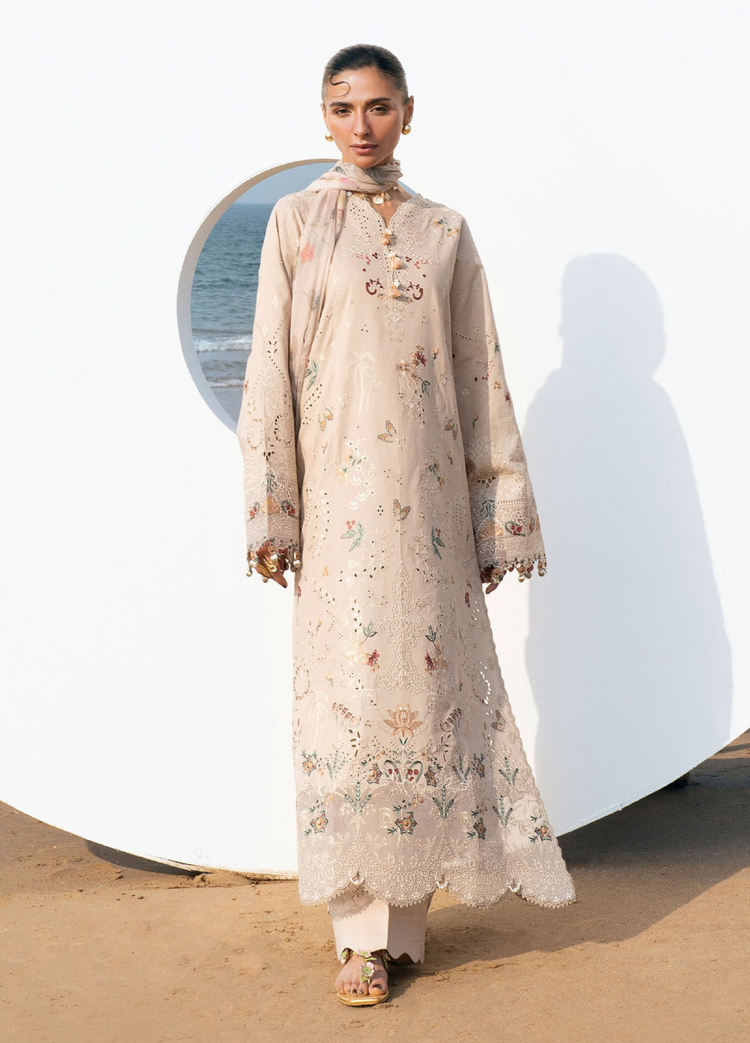 Florent Unstitched Embroidered Luxury Lawn 3 Piece Suit FL26UL FL-9 - Festive Collection