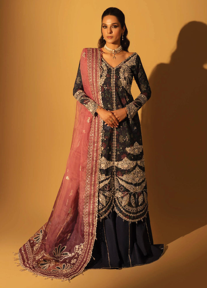 Aylin Unstitched Raw Silk Embroidered Suits 3 Piece AYL25US SAPPHIRE DUSK - Festive Collection