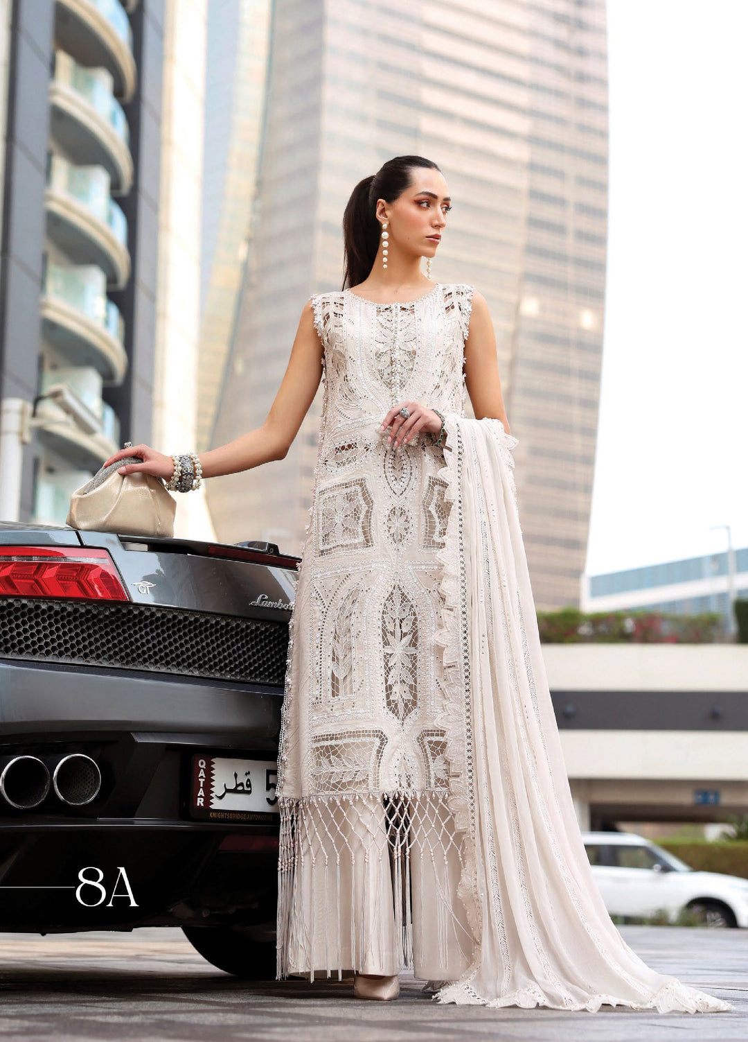 Maria B Unstitched Embroidered Luxury Lawn 3 Piece Suit MB26UEL 8A - Eid Collection