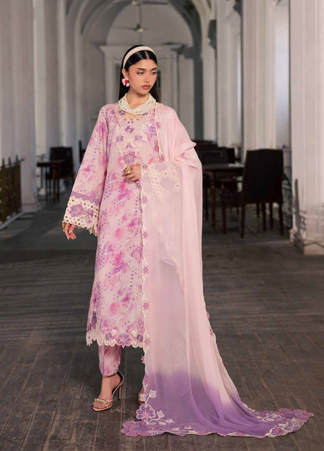 Maya by Nureh Unstitched Embroidered Luxury Lawn 3 Piece Suit NU26ULM NS-165 - Summer Collection