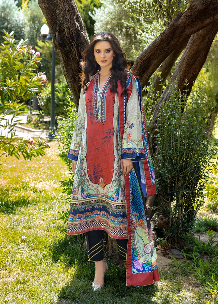 Mushq Hemline Echoes Of Serneity Unstitched Festive Raw Silk Printed 3 Piece MQ25ES D-05 Ethereal Gleam - Festive Collection