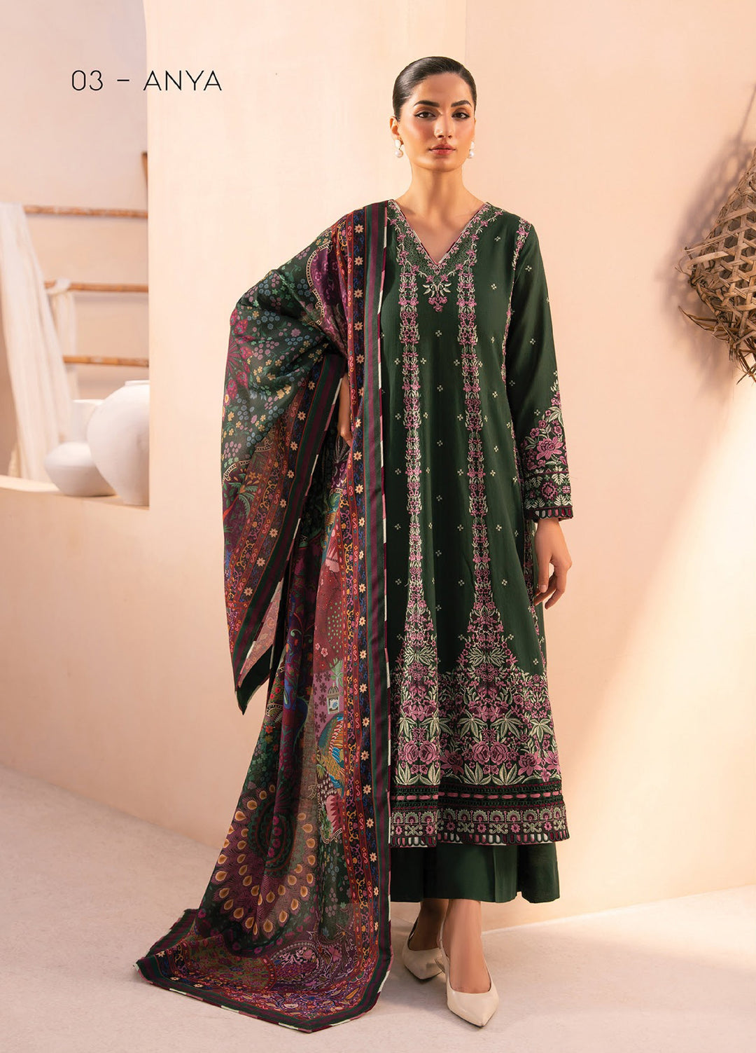 Rang e Khizaan by Xenia Unstitched Khaddar Embroidered Suits 3 Piece XE25SW D-03 ANYA - Winter Collection