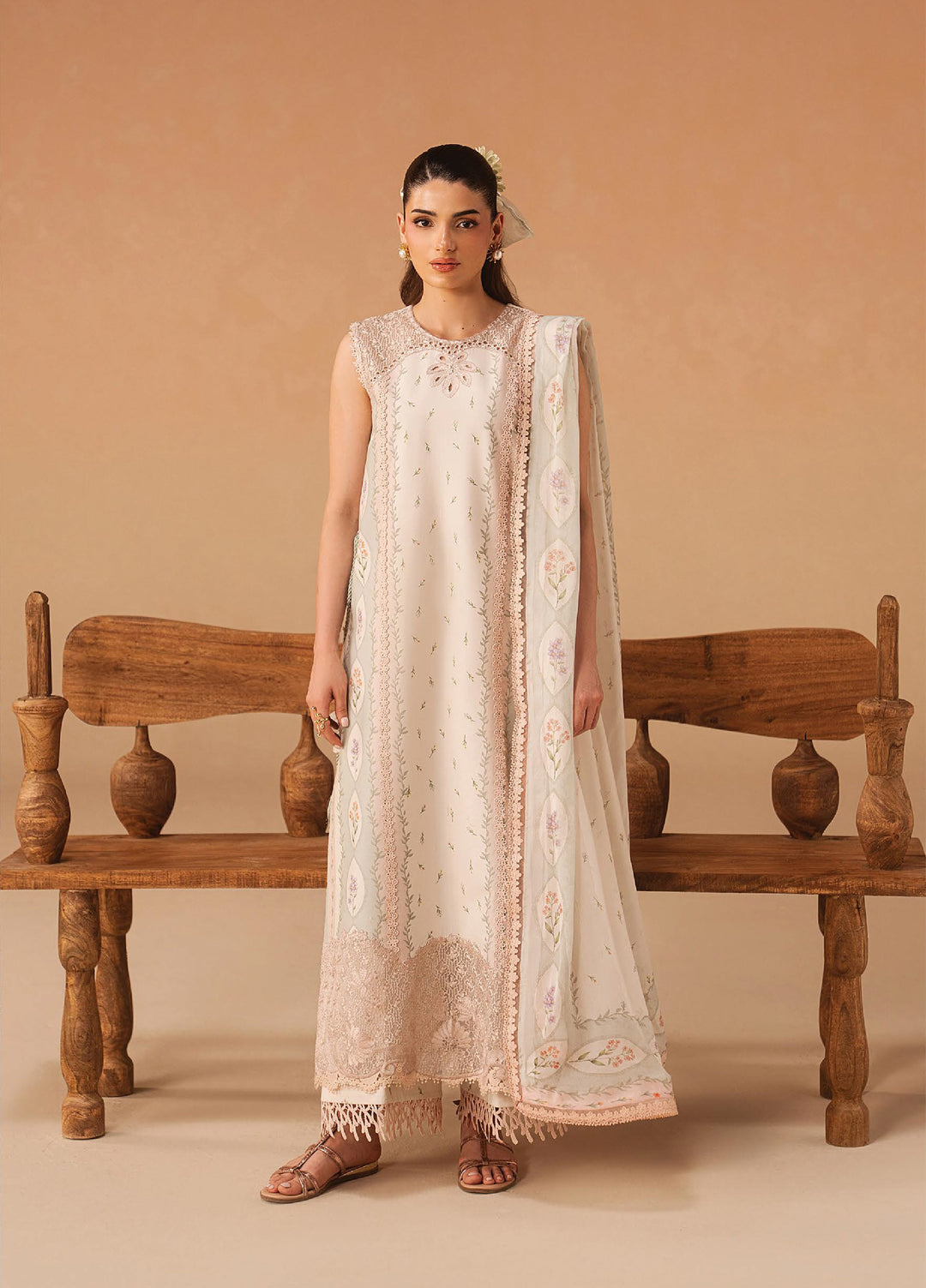 Haze A Prints by Afrozeh Unstitched Embroidered  Lawn 3 Piece Suit AF26UAP Sunnival Ivory FWU-109 - Summer Collection