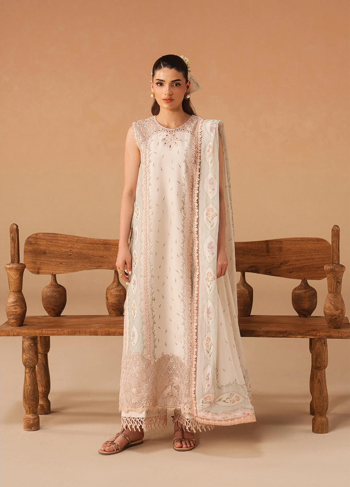 Haze A Prints by Afrozeh Unstitched Embroidered  Lawn 3 Piece Suit AF26UAP Sunnival Ivory FWU-109 - Summer Collection
