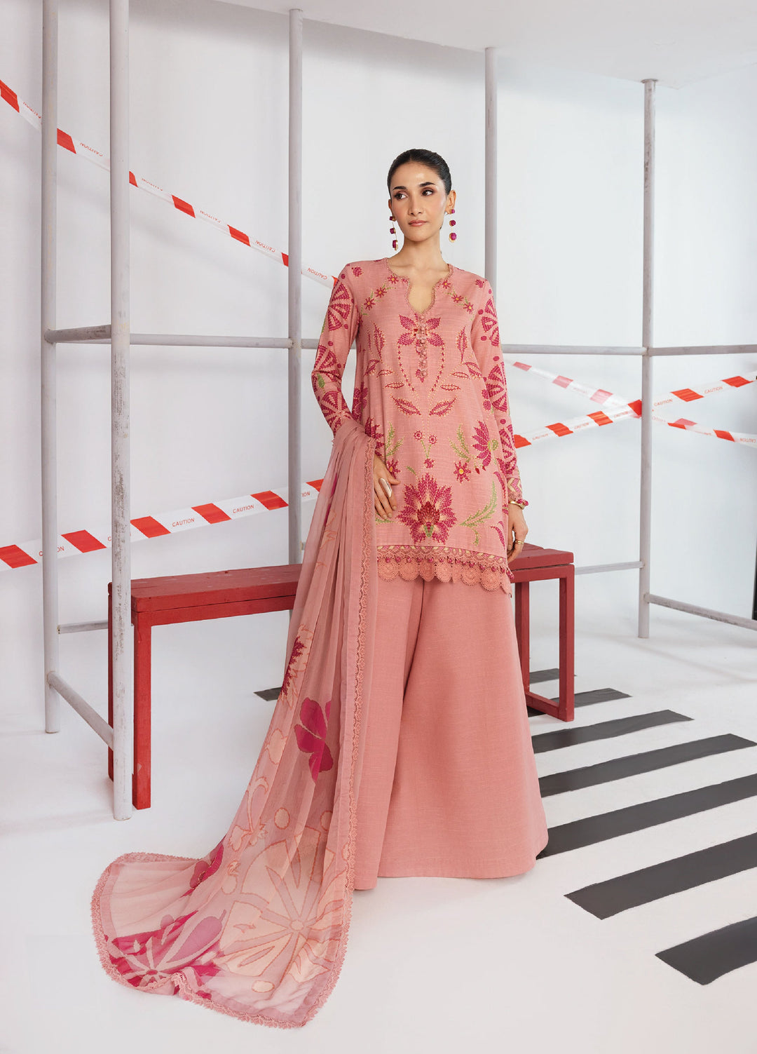 M Basics By Maria B Unstitched Digital Printed Linen 3 Piece MB25UW 1104-A - Winter Collection