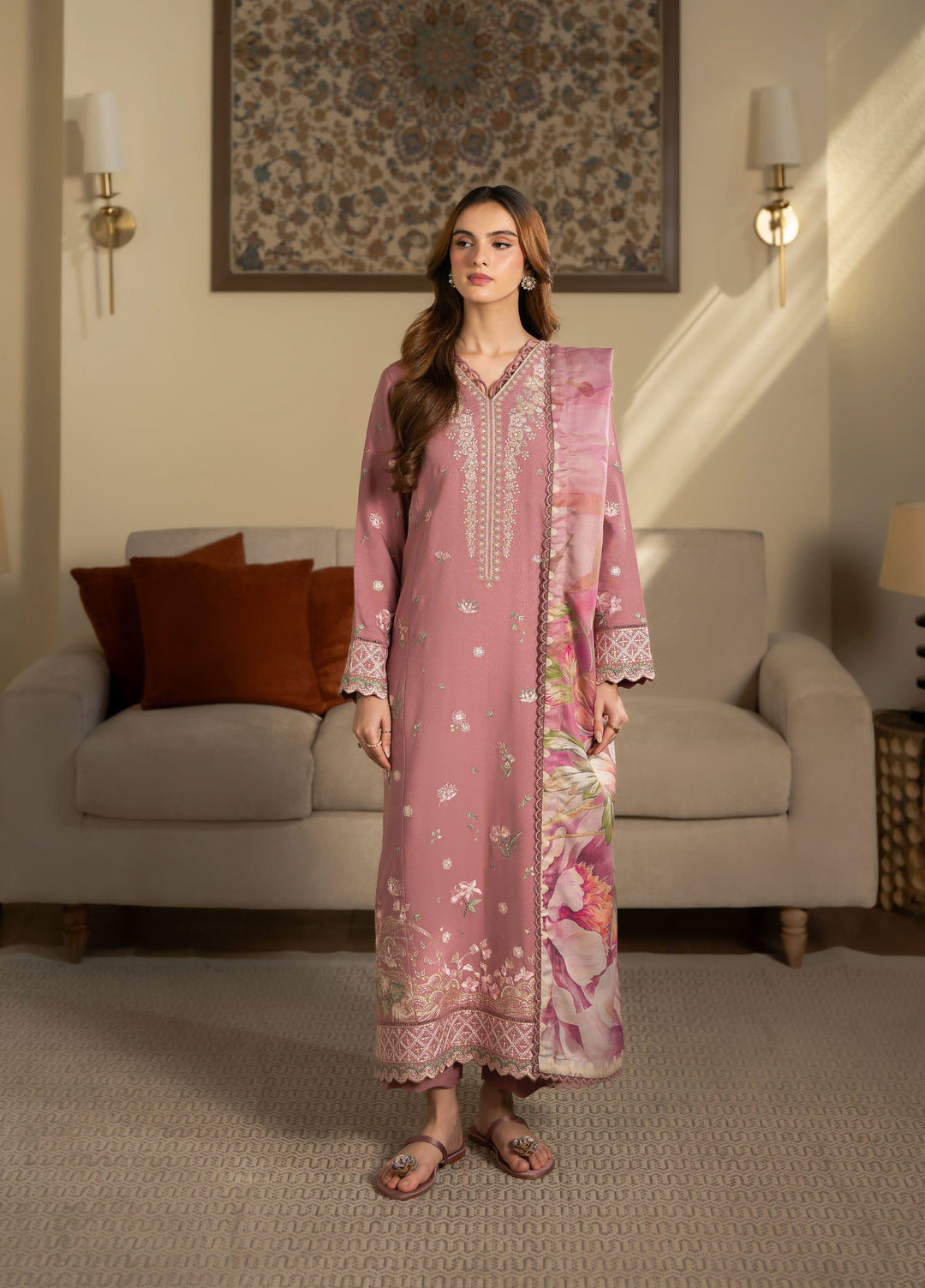 Neeshay Winter Reverie Unstitched Karandi Embroidered Suits 3 Piece NSH25WR Peonette - Winter Collection
