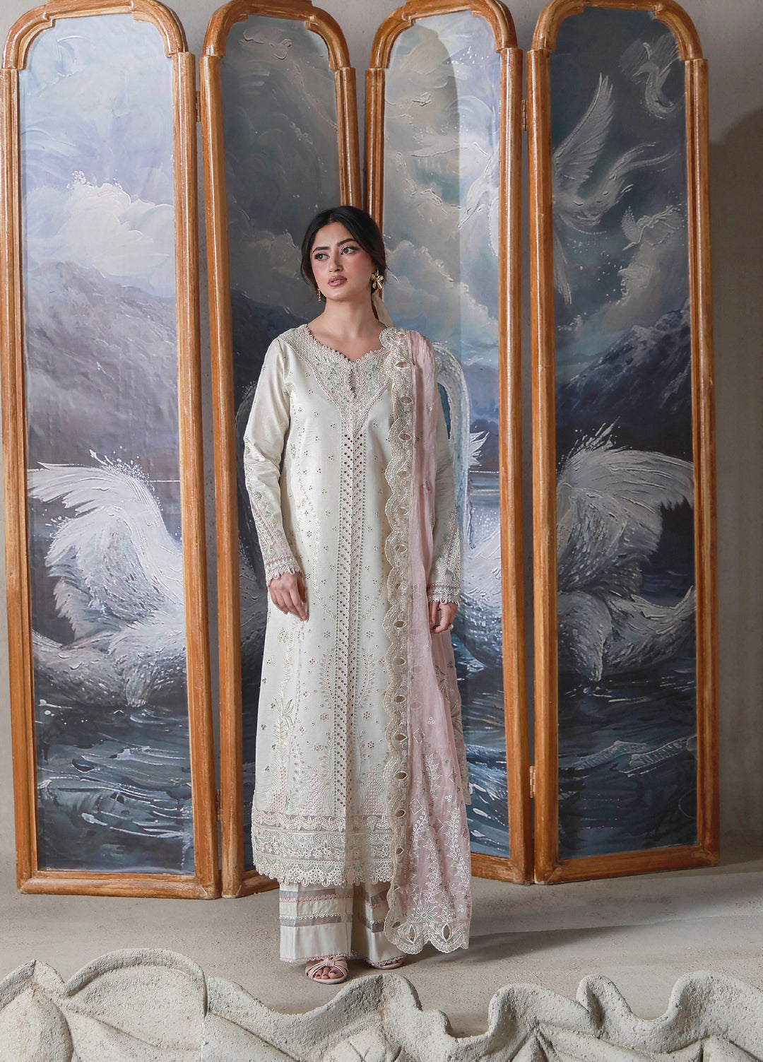 Saagar by Aabyaan Unstitched Embroidered Luxury Lawn 3 Piece Suit ABY26USL AL-6 Nairah - Festive Collection