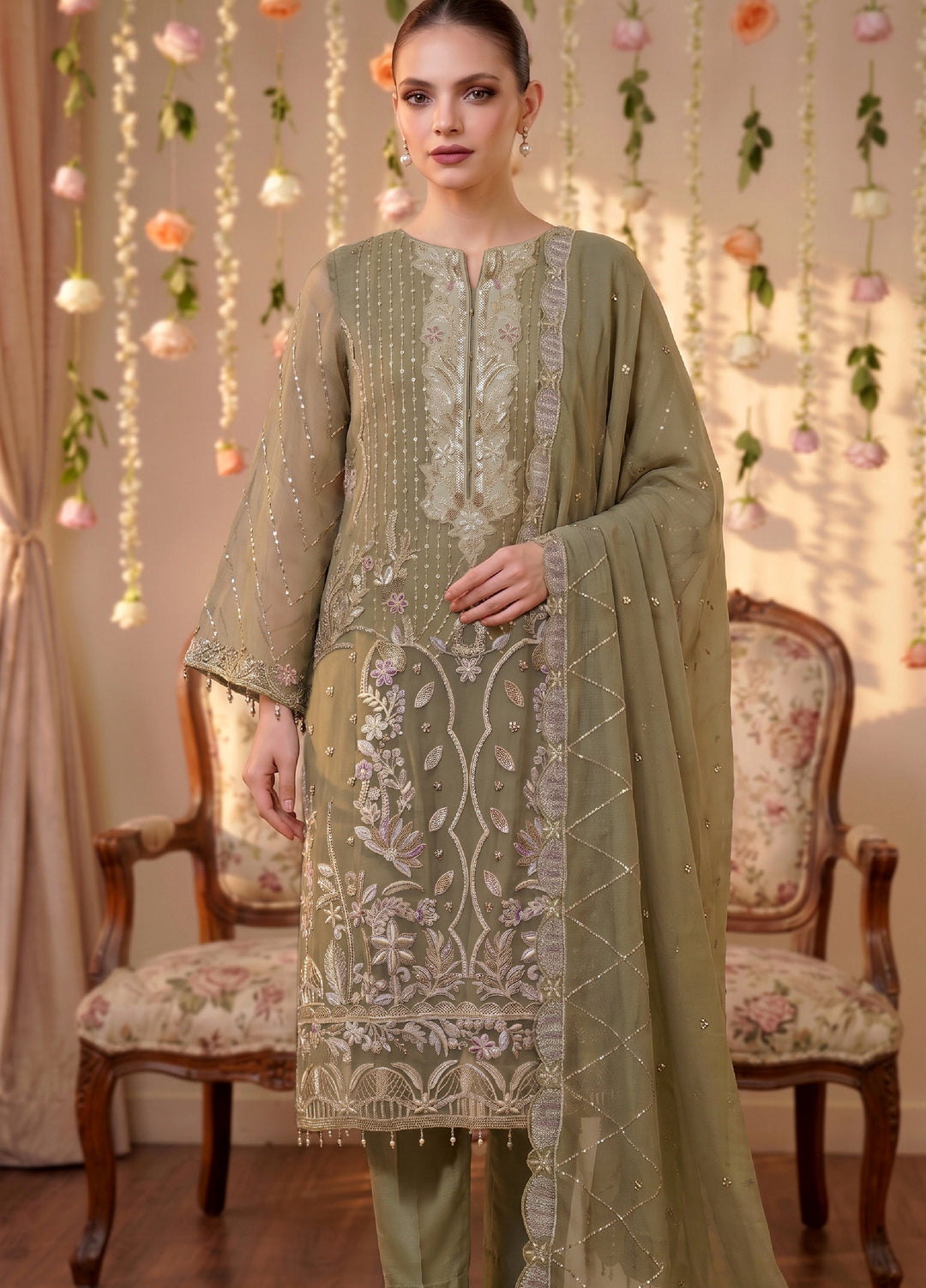 Anaya Noor by Zebtan Unstitched Embroidered Chiffon 3 Piece Suit ZB26UAC AN 07 - Festive Collection
