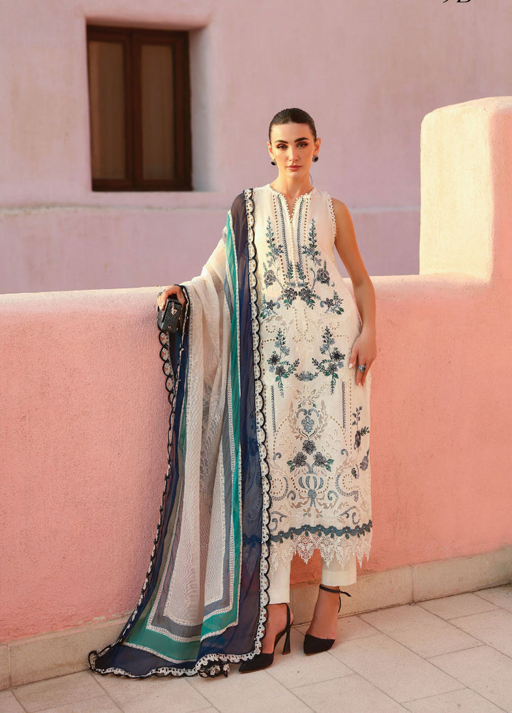 Maria B Unstitched Embroidered Luxury Lawn 3 Piece Suit MB26UEL 9B - Eid Collection