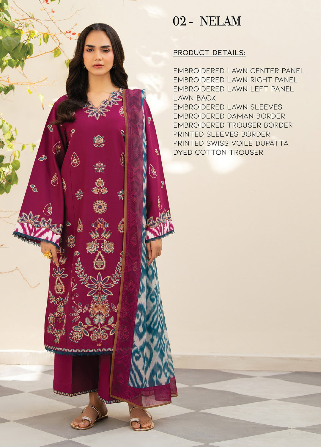 Namah by Xenia Formals Unstitched Embroidered Lawn 3 Piece Suit XF26ULN 02 - NELAM - Festive Collection